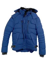 Vorschaubild 1 von Herren Steppjacke Winterjacke Blau Gr. S Kapuze Fellkragen