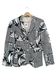 Vorschaubild 1 von Damen Blazer Jacke Gr. 42 Schwarz Weiß Grafisches Muster Modern