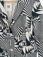 Vorschaubild 2 von Damen Blazer Jacke Gr. 42 Schwarz Weiß Grafisches Muster Modern