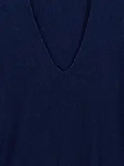 Vorschaubild 2 von Damen Pullover Blau Gr. 34/XS Casual V-Ausschnitt Rippstrick