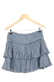 Vorschaubild 1 von Damen Volantrock Gr. 38;M Blau Blumenmuster Bohème Minirock