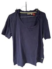 Vorschaubild 1 von Damen T-Shirt Gr. 46 Blau Casual Kurzarm Kapuze Baumwolle