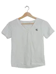 Vorschaubild 1 von Damen T-Shirt V-Ausschnitt Gr. S Weiß Logo