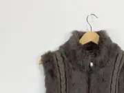 Vorschaubild 4 von Damen Fellweste Kunstpelz Zopfmuster Gr. 34/S Grau Elegant