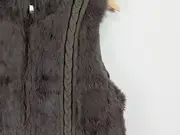 Vorschaubild 2 von Damen Fellweste Kunstpelz Zopfmuster Gr. 34/S Grau Elegant