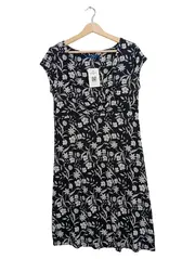 Vorschaubild 1 von Damen Freizeitkleid Gr. 40 Schwarz Blumenmuster Casual