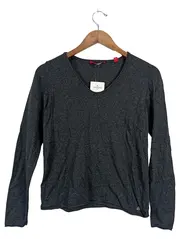 Vorschaubild 1 von Damen Pullover Gr. 36/S Grau Casual V-Ausschnitt Langarm