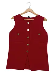 Vorschaubild 1 von Damen Trachtenweste Rot Gr. 36/S Klassisch Strick Zierknöpfe
