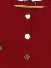 Vorschaubild 2 von Damen Trachtenweste Rot Gr. 36/S Klassisch Strick Zierknöpfe