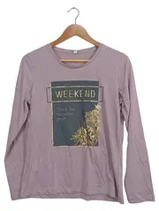 Vorschaubild 1 von . Damen Langarmshirt Gr. S Lila Weekend Print Baumwolle Casual