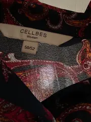 Vorschaubild 2 von Damen Bluse Blau Paisley-Muster Langarm Knopfleiste Gr. 50, 52