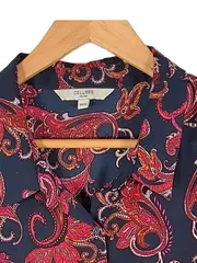 Vorschaubild 3 von Damen Bluse Blau Paisley-Muster Langarm Knopfleiste Gr. 50, 52