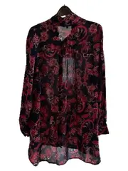 Vorschaubild 5 von Damen Bluse Blau Paisley-Muster Langarm Knopfleiste Gr. 50, 52