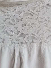 Vorschaubild 3 von Kinder Bluse Mädchen Baumwolle Spitze Gr. 164 Weiß Casual Langarm