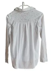 Vorschaubild 2 von Kinder Bluse Mädchen Baumwolle Spitze Gr. 164 Weiß Casual Langarm