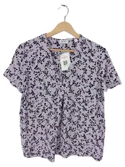 Vorschaubild 1 von Damen Bluse Gr. 38 M Lila Blumenmuster Kurzarm V-Ausschnitt Viskose