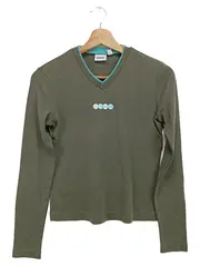 Vorschaubild 1 von Damen Sweatshirt Grün Gr. 34/XS Klassisch Preppy Streetwear Langarm