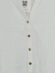 Vorschaubild 2 von Damen Bluse Gr. 44/XXL Weiß Viskose Tunika Shirtbluse 3/4 Arm Casual
