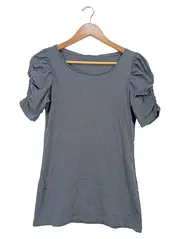 Vorschaubild 1 von Damen T-Shirt Grau Gr. S Feminin Rüschen Kurzarm