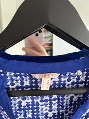 Vorschaubild 2 von Damen Bluse Gr. 36 S Blau Weiß Punkte Muster Langarm Viskose