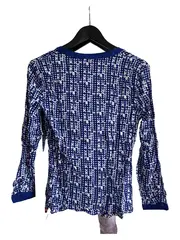 Vorschaubild 4 von Damen Bluse Gr. 36 S Blau Weiß Punkte Muster Langarm Viskose