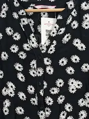 Vorschaubild 4 von Damen Bluse Blumenmuster Schwarz Gr. 40 Casual Langarm Viskose