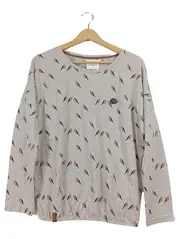 Vorschaubild 1 von Damen Langarmshirt Vogel Tiermotiv Beige Gr. 40 L Casual Baumwolle