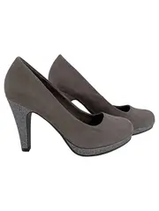 Vorschaubild 1 von Damen Pumps Gr. 38 Grau Glitzer Absatz High Heels Elegant