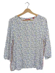 Vorschaubild 2 von Damen Bluse Gr. 34/XS Weiß Blau Orange Blumenmuster 3/4-Arm