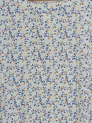 Vorschaubild 3 von Damen Bluse Gr. 34/XS Weiß Blau Orange Blumenmuster 3/4-Arm