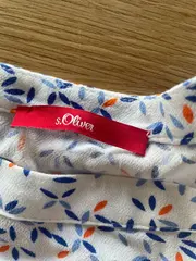 Vorschaubild 5 von Damen Bluse Gr. 34/XS Weiß Blau Orange Blumenmuster 3/4-Arm