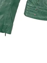 Vorschaubild 4 von Lederjacke Damen Grün Gr. 34 Modern Freizeit Langarm