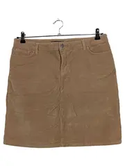 Vorschaubild 1 von Cordrock Damen Beige Gr. 42 XL Casual Midirock Baumwolle