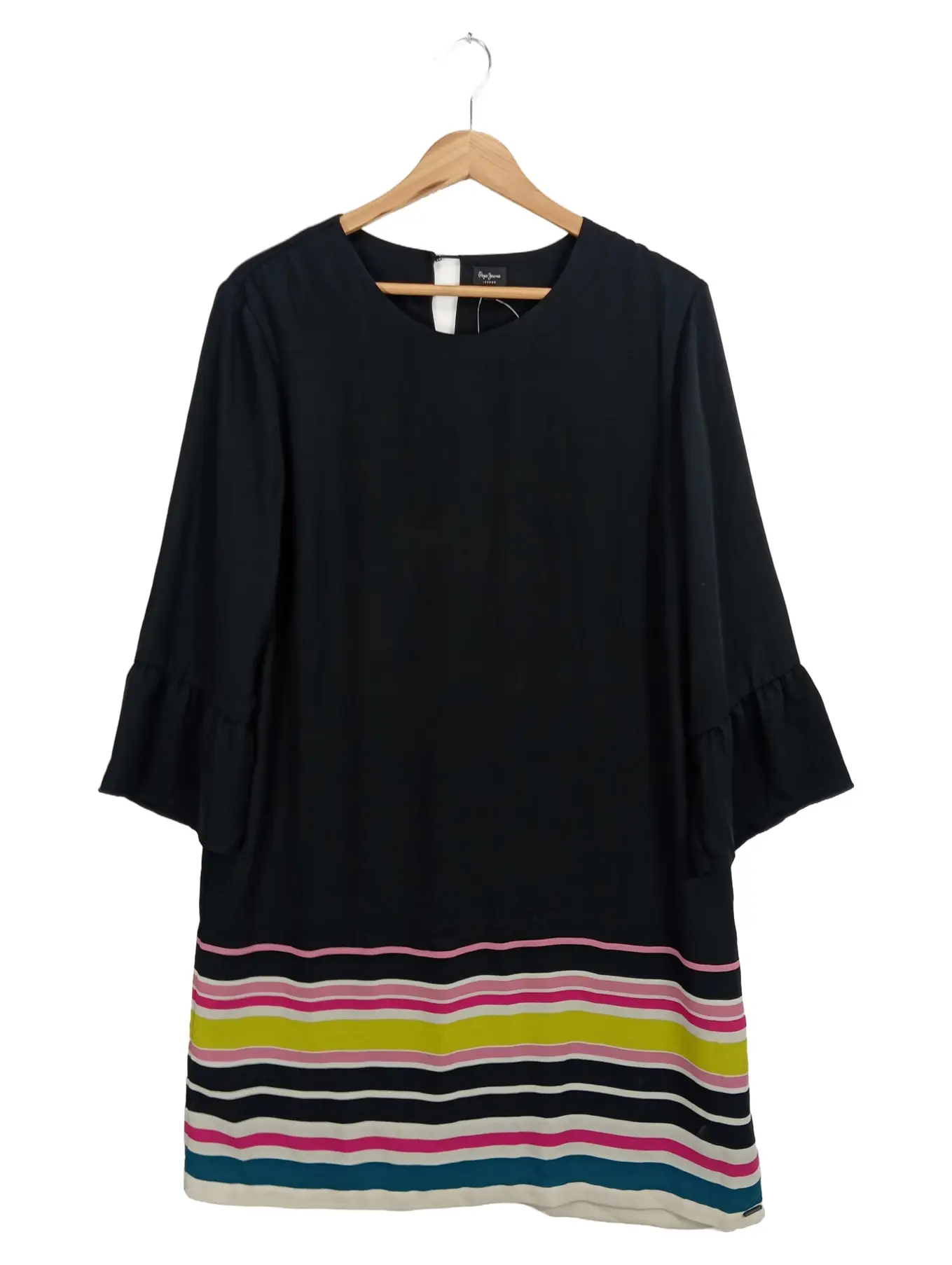 PEPE JEANS Damen Freizeitkleid Gr. L Schwarz gestreift Minikleid