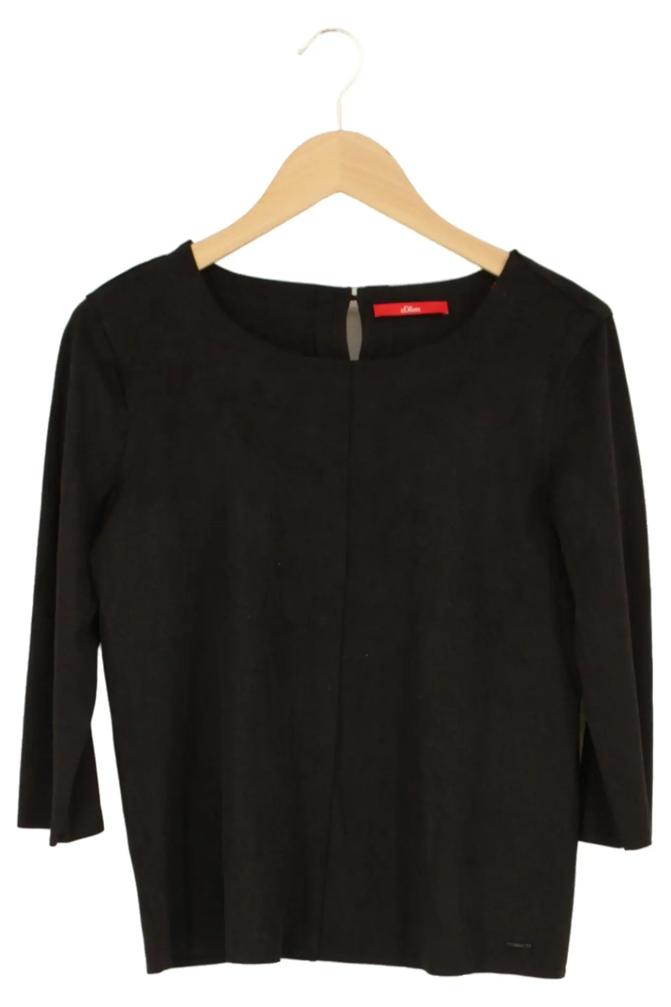 S.OLIVER Damen Bluse Gr. 34 Schwarz 3/4-Arm Casual Business Modern