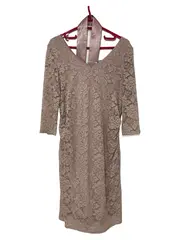 Vorschaubild 2 von Be Mammy Damen Spitzenkleid Festlich Rosa Gr. XL Elegant Schleife