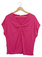 Vorschaubild 1 von Damen T-Shirt Gr. 36 Pink Casual Lyocell V-Ausschnitt