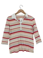 Vorschaubild 1 von Damen Poloshirt 3/4 Arm gestreift Mehrfarbig Gr. 38