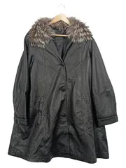 Vorschaubild 1 von Lederjacke Damen Schwarz Fellbesatz Gr. 40 Elegant Langarm