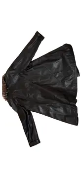 Vorschaubild 2 von Lederjacke Damen Schwarz Fellbesatz Gr. 40 Elegant Langarm