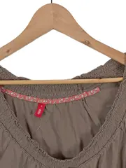 Vorschaubild 2 von EDC Damen Bluse Gr. 36 S Braun 3/4 Arm Baumwolle Raffungen