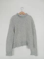 Vorschaubild 2 von Damen Pullover Strickpullover Rollkragen Grau Meliert Gr. L