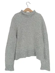 Vorschaubild 1 von Damen Pullover Strickpullover Rollkragen Grau Meliert Gr. L
