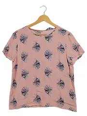 Vorschaubild 1 von Damen Bluse Rosa Gr. 36/S Florales Muster Kurzarm Casual
