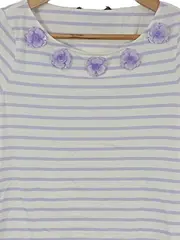 Vorschaubild 3 von Damen T-Shirt gestreift Blumen Applikationen Mehrfarbig XS
