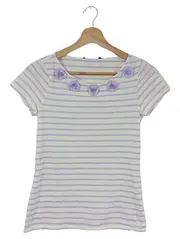 Vorschaubild 1 von Damen T-Shirt gestreift Blumen Applikationen Mehrfarbig XS