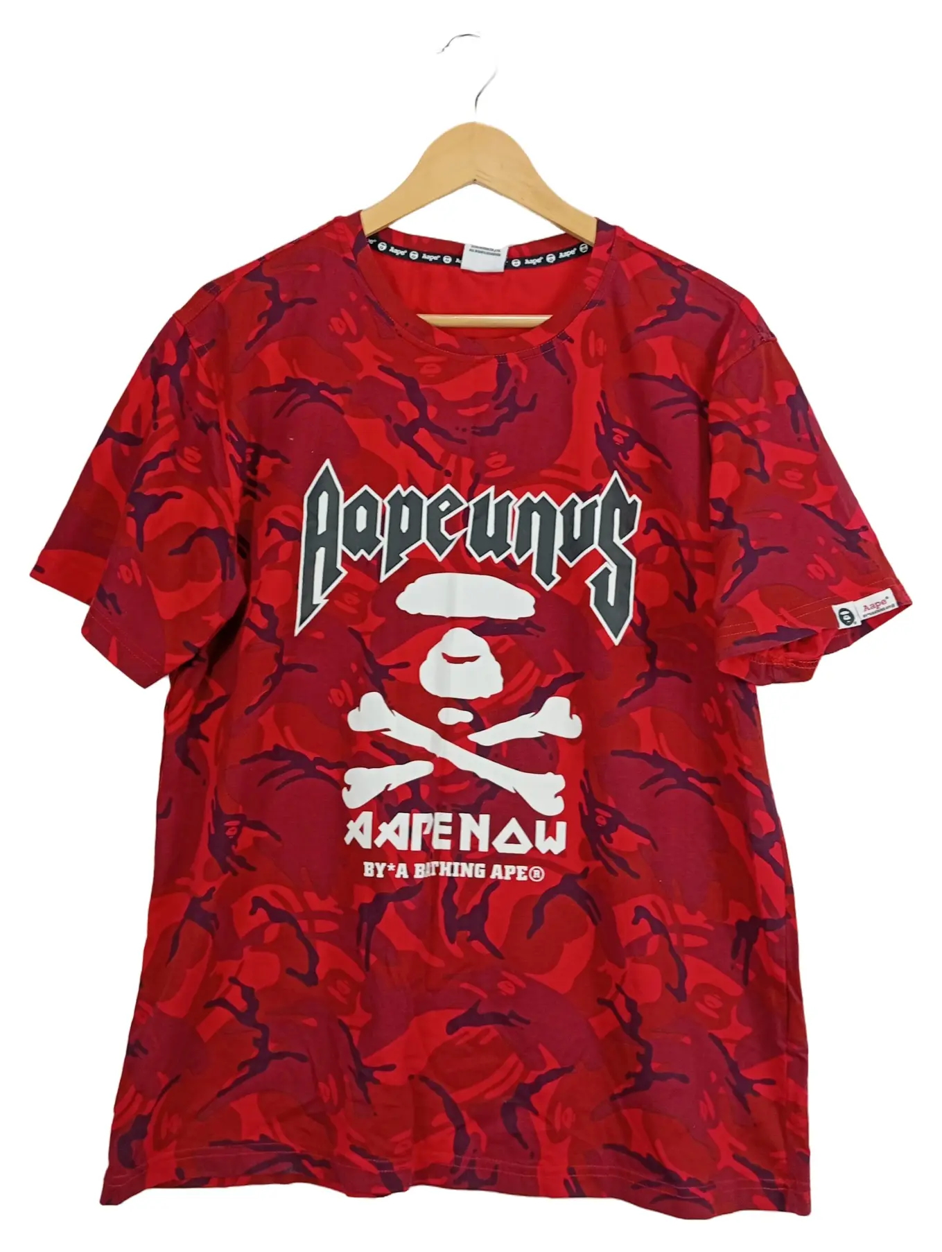AAPE BY A BATHING APE AAPE BY A BATHING APE Herren T-Shirt Rot Camouflage Logo Print XXL