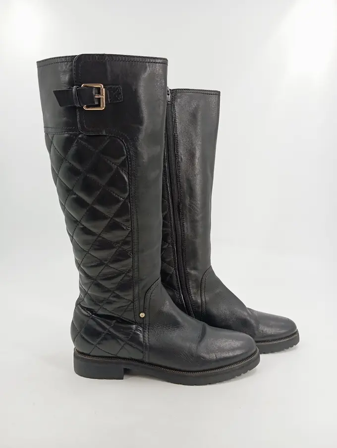BRUNO PREMI Damen Leder Stiefel Schwarz 38 Elegant Gesteppt