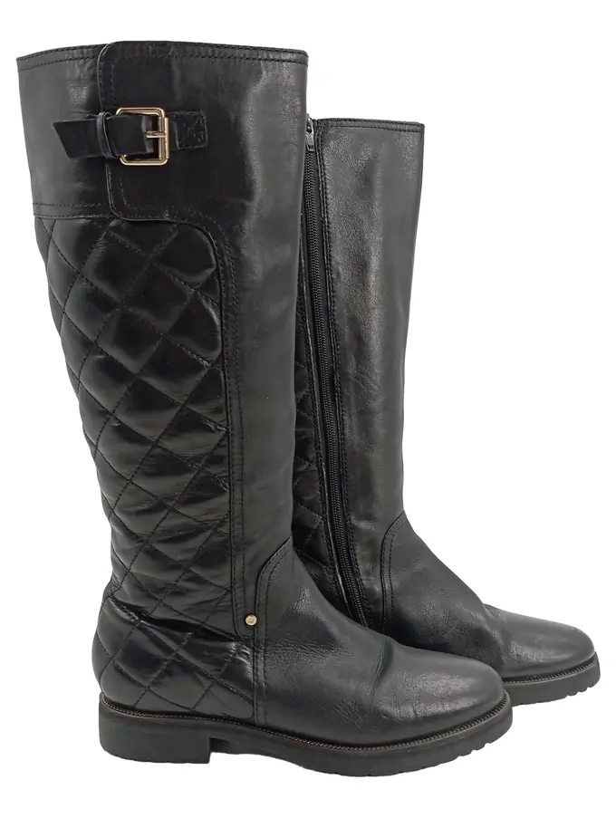 BRUNO PREMI Damen Leder Stiefel Schwarz 38 Elegant Gesteppt