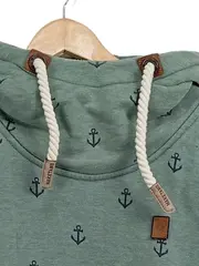 Vorschaubild 5 von Hoodie Herren Gr. S Grün Anker Muster Kapuzenpullover Maritim
